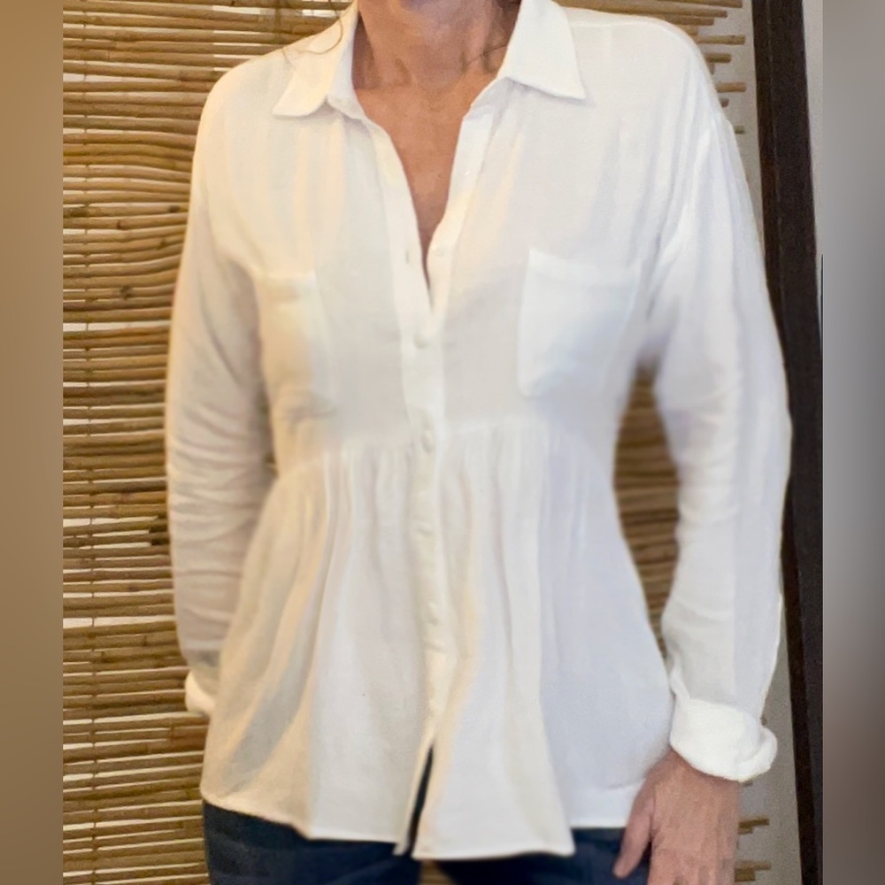 Lucca white linen top tunic Large